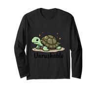 Cartoon Turtle with Calm Vibes Unrushable Mood Long Sleeve T-Shirt