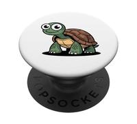 Cartoon Turtle with Goofy Eyes and Brown Shell PopSockets Adhesive PopGrip