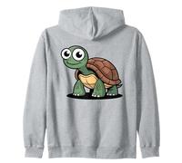 Cartoon Turtle with Goofy Eyes and Brown Shell Zip Hoodie