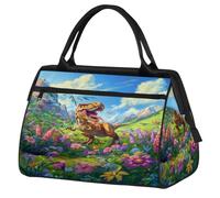 Cartoon Tyrannosaurus Dinosaur Travel Duffle Bag for Women Men Kids Boys Girls Weekend Overnight Bags 24 L Holdall Tote Cabin Bag for Sports Gym Yoga