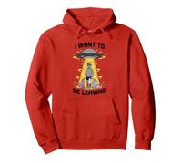 Cartoon UFO beaming up boy with silly aliens Pullover Hoodie