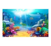 Cartoon Under The Sea Aquarium Background Underwater Coral Reef Aquatic Plants Fish Tank Background Undersea Marine Life Terrarium Backgrounds Ocean Floor Seascape Reptile Tank Backgrounds 24x16in