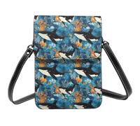 Cartoon Underwater Killer Whale Print Small Crossbody Bags for Women, Small Purses Leather Cell Phone Cross Body Bag