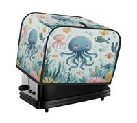 Cartoon Underwater World Jellyfish Toaster Cover 4 Slice Dust Cover for Bread Machine,Small Kitchen Appliance
