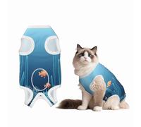 Cartoon Underwater World Recovery Suit for Dogs Cats After Surgery, Soft Cotton Post-Surgery Suit for Male and Female Pet