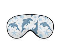 Cartoon Underwater World Sleep Mask Blindfold Cute Dolphin Adjustable Super-Smooth Soft Eye Mask Cover for Men Women Travel and Nap