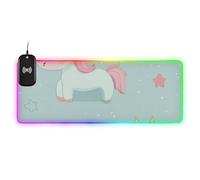 Cartoon Unicorn Cute Green Wirel Charging Glowing Keyboard Mouse pad Anti Slip Writing 35.4 x 15.7 in mat for Mouse