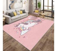 Cartoon Unicorn Door Mat Indoor, Washable Kids Rainbow Cute Animal Pink Rug 60x90, Non Slip Low Pile Area Rugs for Entrance, Kitchen, Bedroom, Home Decor QAZ33