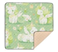 Cartoon Unicorn Fluorescent Green Large Non-Slip Baby Floor Play mat for Floor One-Piece Foldable Baby Play Tummy Time Mat for Babies Infants Toddlers, 50'' x 50''tapete de gimnasio para