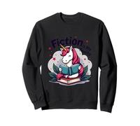 Cartoon Unicorn Reading Book Fiction Lover Sweatshirt