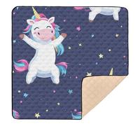 Cartoon Unicorns Doing A Dance Move Large Non-Slip Baby Play mat Foldable for Floor Comfortable Foldable Activity Entertainment Mat for Baby Toddler Infant, 50'' x 50''