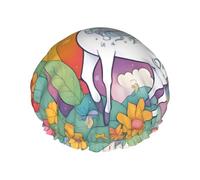 cartoon unicorns Printed shower cap, reusable, specially designed for women's long hair, double-layer structure, suitable for bathing.