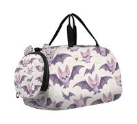 Cartoon Vampire Bat Light Gray Gym Duffel Bag with Shoes Compartment Multifunctional Weekend Overnight Carry on Bag for Travel, Sports, Fitness & Workout