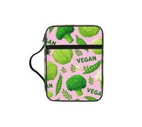 Cartoon Vegan Cabbage Vegetable Bible Cover Case with Handle, Water-Resistant Oxford Fabric Bible Bag Organizer with Zipper Pockets for Church
