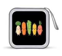 Cartoon Vegetable Bananas Carrots Kava CD Case 40 Capacity Plastic DVD Storage Box Sleeves Zippered Wallet