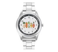 Cartoon Vegetable Bananas Carrots Kava Quartz Watch Stainless Steel Wrist Watches for Men Women Easy to Read