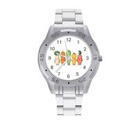 Cartoon Vegetable Bananas Carrots Kava Quartz Wrist Watch Stainless Steel Watches for Men Women Easy to Read