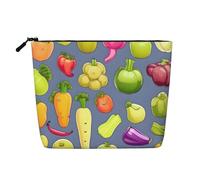 Cartoon Vegetable Fruit Print Portable Makeup Bag for Women Lightweight Cosmetic Pouch Travel Commuting Toiletry