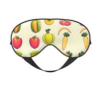 Cartoon Vegetable Fruits Printing Soft Eye Mask,Double-Sided Soft Eye Cover for Sleep,Travel,Yoga, Adjustable Strap, Blocks Light