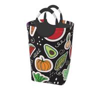 Cartoon Vegetables Fruits, Laundry Hamper, Collapsible Laundry Basket Large Durable Storage Bin with Handles 50L