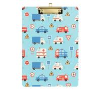 Cartoon Vehicles Pattern Police Storage Box Transparent for 5 Grade Essentials for Teachers Size 9 x 12
