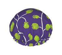 Cartoon Vine Tendrils Printed Double-Layer Shower Cap, Reusable Shower Cap, Suitable For Various Hair Lengths