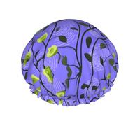Cartoon Vine Tendrils Printed Double-Layer Shower Cap, Reusable Shower Cap, Suitable For Various Hair Lengths