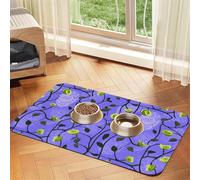 Cartoon Vine Tendrils Printed Pet Bowl Mats, Non-Slip And Tasteless Dog And Cat Feeding Mats