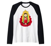 Cartoon Virgen María de Guadalupe Our Lady of Guadalupe Raglan Baseball Tee