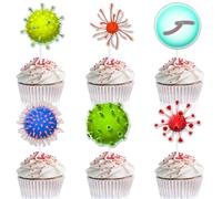 Cartoon Virus Themed Happy Birthday Cupcake Toppers Set of 18 - This is a great selection of decorations for boys and girls themed birthday parties, baby showers, and quarantine themed parties (3)