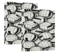Cartoon Volleyball Pattern One and A Half Inch Notebook Binders Round Rings with Pockets Pack of 1/2 Office Supplies 200 Sheets
