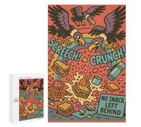 Cartoon Vultures Picnic Snack Attack Displayable Picture Puzzle, 1000 PCS - Birthday Gift, with A Decorative Finished Picture