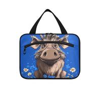 Cartoon Warthog Royal Blue Hanging Bags for Travel with Hook, Designer Accessories Makeup Cosmetic Bag for Travel Accessories for Women Cruises bolso Viajero para Mujer L