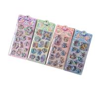 Cartoon Water Filled Embossed PVC Sticker Glittering Sequins Drift Sand for Notebook Kids Room Wall Decoration Paper