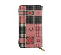 cartoon watermelon Long leather wallet, portable credit card holder, zippered coin purse, and ID compartment