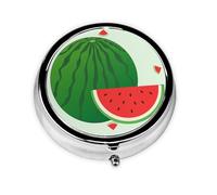 Cartoon Watermelon This Small, Printed, Round Pill Box is a Portable Pill and Vitamin Organizer Perfect for Pockets, Purses, and Travel.