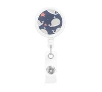 Cartoon Whale Print, Retractable Badge Holder,Badge Reels Holder with ID Clip Alligator Clip