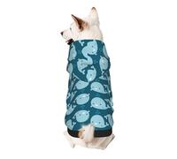 Cartoon Whales Background Print Dog Hoodie Sweatshirt For Small Dogs, Warm, Soft And Breathable Pet Clothes, Easy To Wear Jumper For Winter And Fall Warm