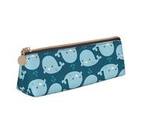 Cartoon Whales Background Print Stylish Pencil Case Large Capacity 8.3 x 2.2 x 2.4In Triangle Pouch Daily Essentials