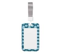 Cartoon Whales Background Printed Card Badge Holder with Neck Strap, Vertical Cards Holder Anti-Scratch and Easy-Scan, for Office