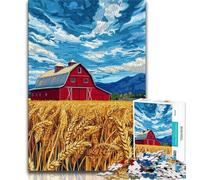 Cartoon Wheat Field Puzzles 1000 Pieces for Adults,Help The Brain Exercise Addictive Toys to Cultivate Patience Unique Challenge Game (50x75cm)