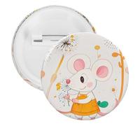 Cartoon White Animals Badge Metal Round Pins, Lightweight Brooch for Backpack, Fashion Button Pins Badge for Shirts, Jackets, Shawl Coat, Unisex, 5PCS, Tinplate, metal round pins