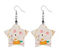 Cartoon White Animals Wooden Earrings for Women, Vintage Elegant Wood Jewelry, Lightweight Earrings for Wedding, Party, Everyday Jewelry Gift, Circular, Wood, wood