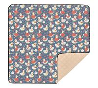 Cartoon White Cute Duck Navy Blue Soft Foam Baby Playmat for Indoor Outdoor Water Resistant Baby Crawling Mat for Babies Infants Toddlers, 50'' x 50''