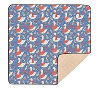 Cartoon White Cute Duck Navy Blue Soft Padded Baby Activity Play Mat for Indoor Outdoor Non-Toxic Tummy Time & Crawling Mat for Babies Infants Toddlers, 50'' x 50''