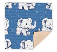 Cartoon White Cute Elephants Soft Padded Baby Play Mat for Floor Non-Toxic Travel Play Mat for Babies Infants Toddlers, 50'' x 50''