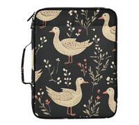 Cartoon White Duck Green Leaves Large File Folders Multiple Pockets 1.5 Inch 3 Ringing Binder with Zipper with Zipper Closure for Document Storage