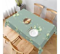 Cartoon white lilies Rectangle Tablecloth Linen Textured Waterproof & Stain Resistant Table Cloth Wrinkle Free Decorative Fabric Farmhouse Table Cover for Dining/Party/Buffet/Wedding, 60*90 In.