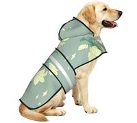 Cartoon white lilies Reflective Waterproof Dog Raincoat Jacket, Adjustable Hooded Pet Coat with Leash Hole,for Outdoor UseXL