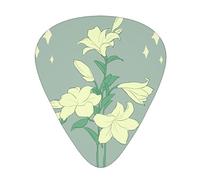 Cartoon white lilies Wear-resistant guitar picks, thin, medium, heavy, 12 pieces of guitar picks, suitable for guitar, bass, electric guitar, ukulele,